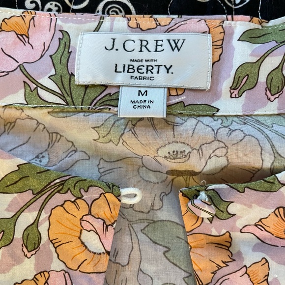 J Crew Liberty Cotton Poppy Print Popover Peasant Top, Size Medium. - Picture 4 of 9
